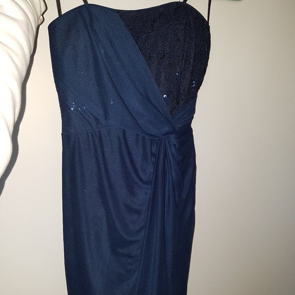 Strapless navy flowy dress - Picture 2 of 7